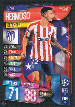 Mario Hermoso Atletico Madrid 2019/20 Topps Match Attax CL #ATL4